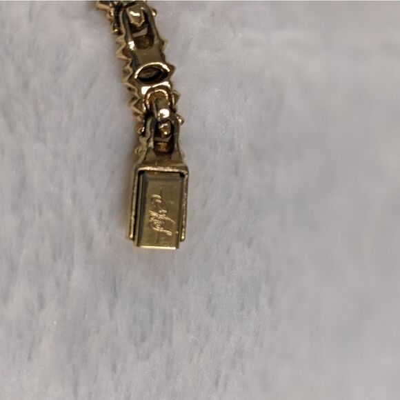 Vintage 1990's Goldtone Marquee & Round Cut Cubic Zirconia Bracelet - Picture 10 of 15